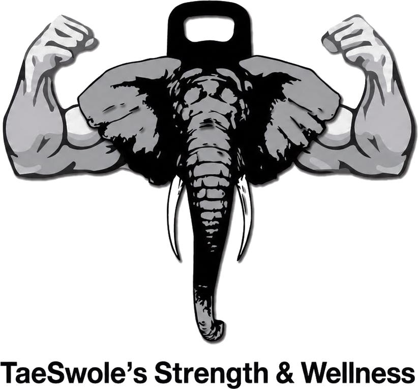 TaeSwole's Strength & Wellness — elephant and kettlebell logo